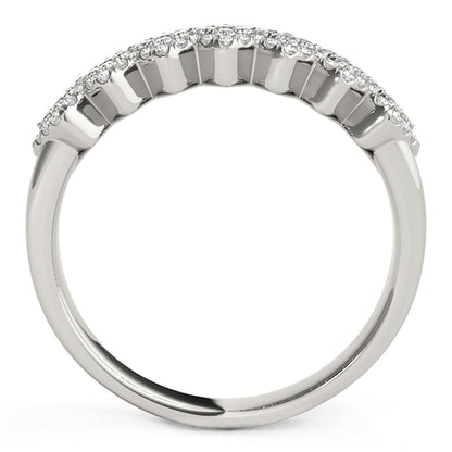 Diamond Studded Wide Multi-Diagonal Pattern Ring in 14k White Gold (5/8 cttw)