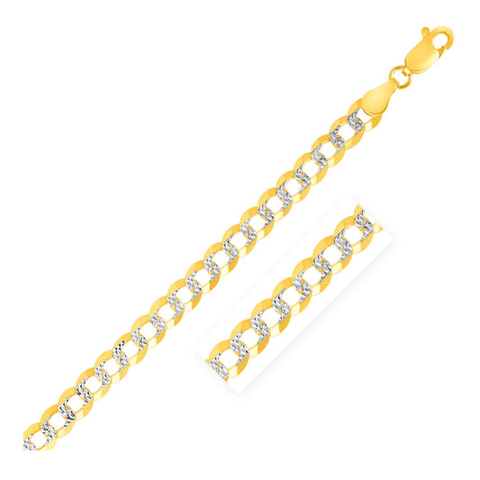 14k Two Tone Gold Pave Curb Chain (4.60 mm)