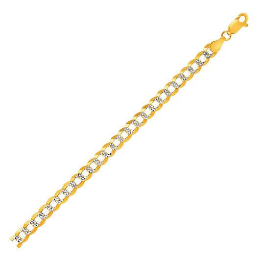 14k Two Tone Gold Pave Curb Bracelet (5.70 mm)