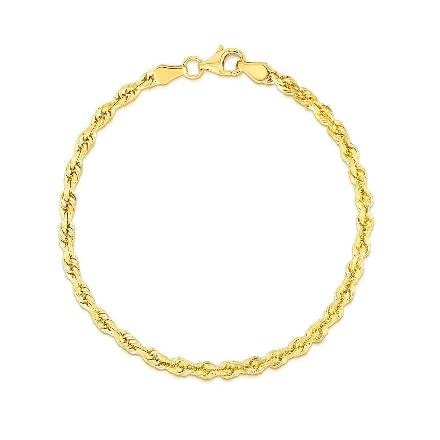 10k Yellow Gold Solid Diamond Cut Rope Bracelet (4.00 mm)