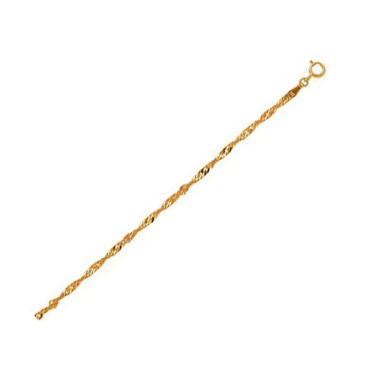 10k Yellow Gold Singapore Bracelet (2.20 mm)