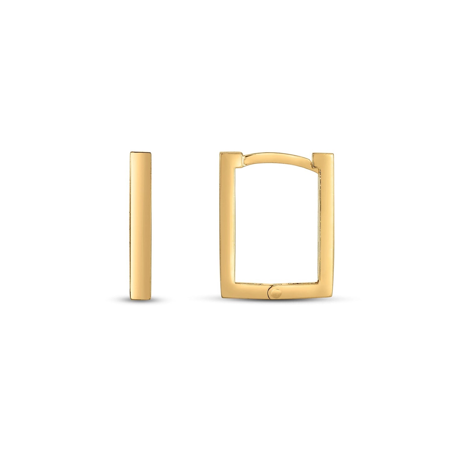 14k Yellow Gold Rectangle Huggie Hoops