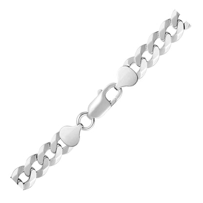 Rhodium Plated Sterling Silver Curb Style Bracelet (8.40 mm)