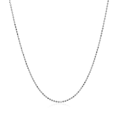 14k White Gold Diamond Cut Bead Chain (0.90 mm)