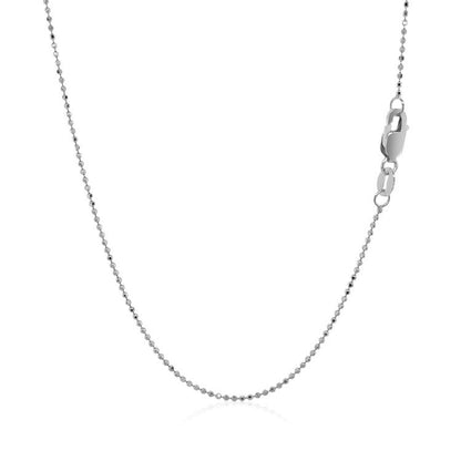14k White Gold Diamond Cut Bead Chain (0.90 mm)