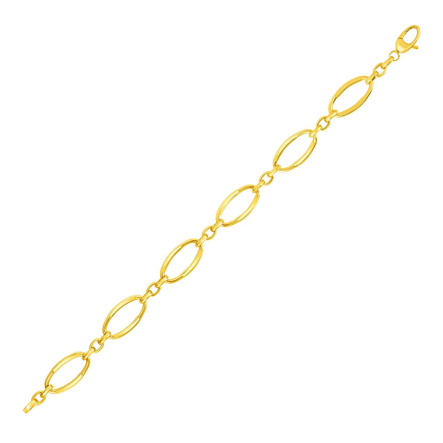 14k Yellow Gold Bracelet with Polished Oval Links (10.00 mm)