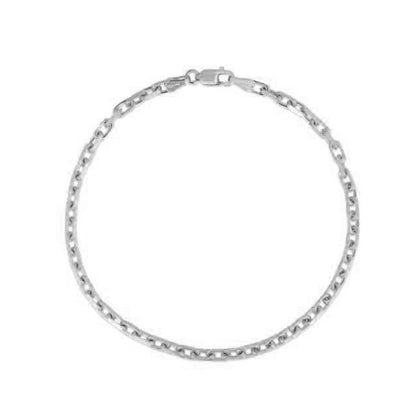 14k White Gold French Cable Chain Bracelet  (2.50 mm)