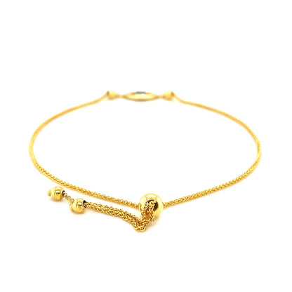 14k Yellow Gold Adjustable Evil Eye Bracelet (1.00 mm)