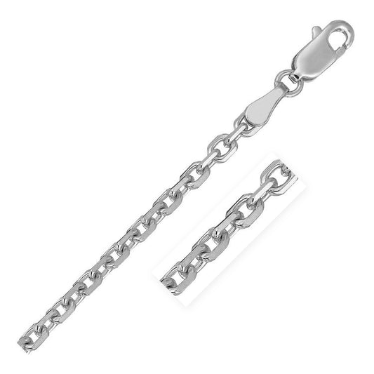 14k White Gold Diamond Cut Cable Link Chain (2.60 mm)