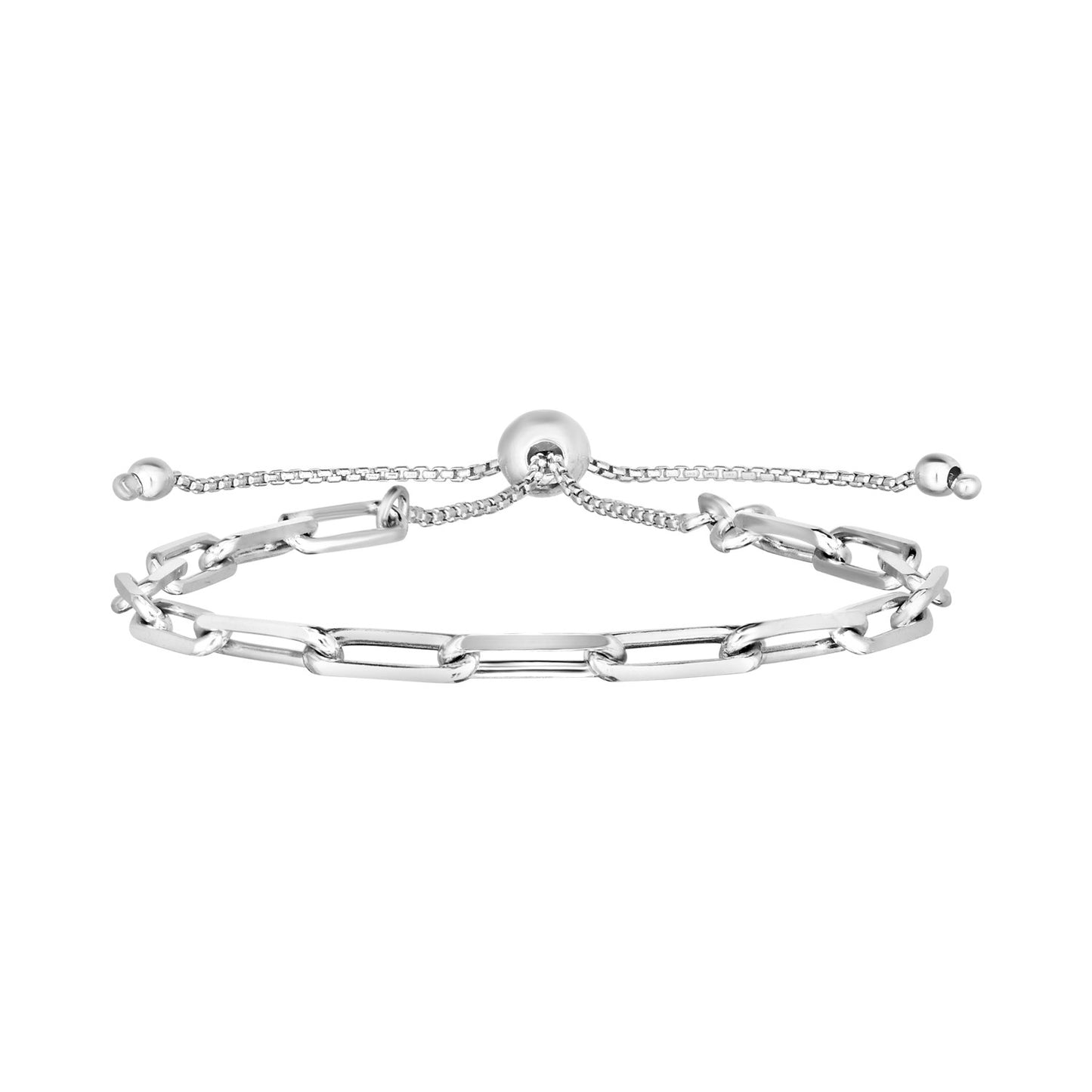 Sterling Silver Paperclip Chain Adjustable Bracelet (3.80 mm)