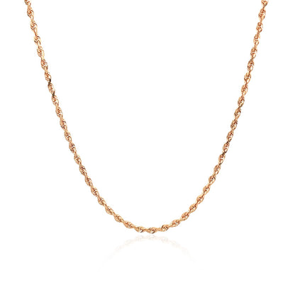 14k Rose Gold Solid Diamond Cut Rope Chain (1.60 mm)