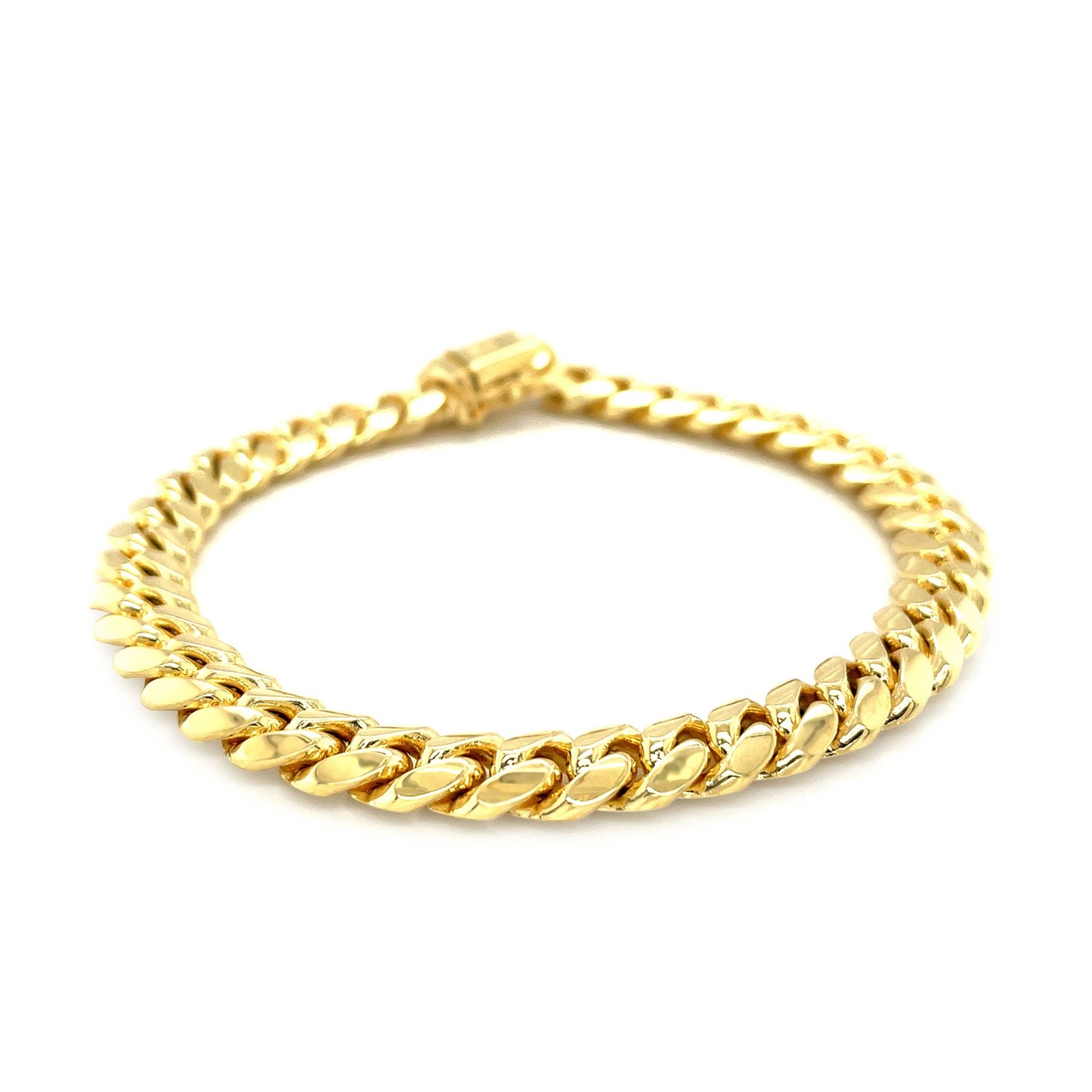 14k Yellow Gold Classic Miami Cuban Solid Bracelet (8.20 mm)