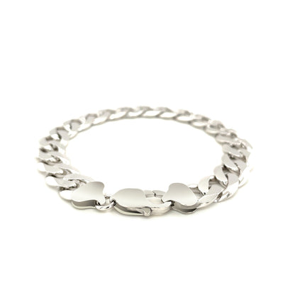 Rhodium Plated Sterling Silver Curb Style Bracelet (11.60 mm)