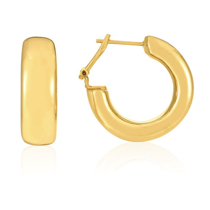 14k Yellow Gold Large Omega C Hoops