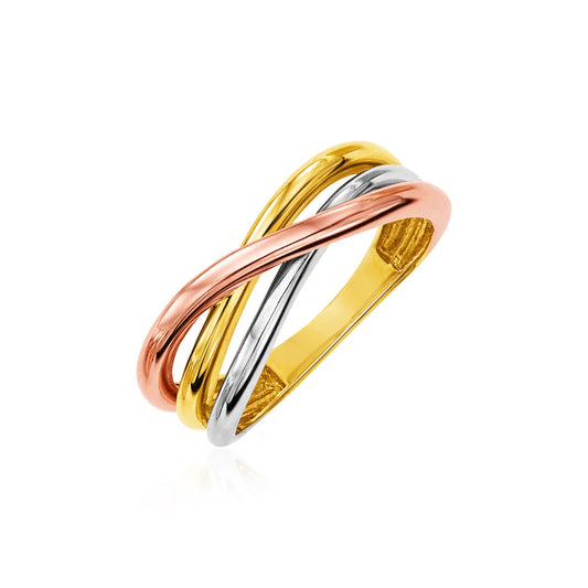 14k Tri Color Gold Twist Style Ring(2.50 mm)