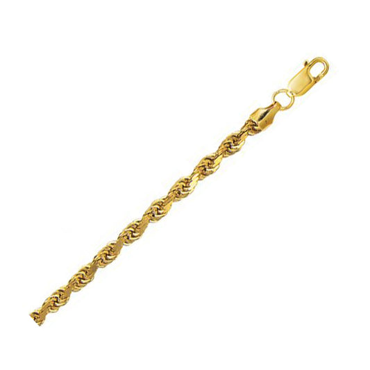 10K Yellow Gold Hollow Diamond Cut Rope Chain (5.00 mm)