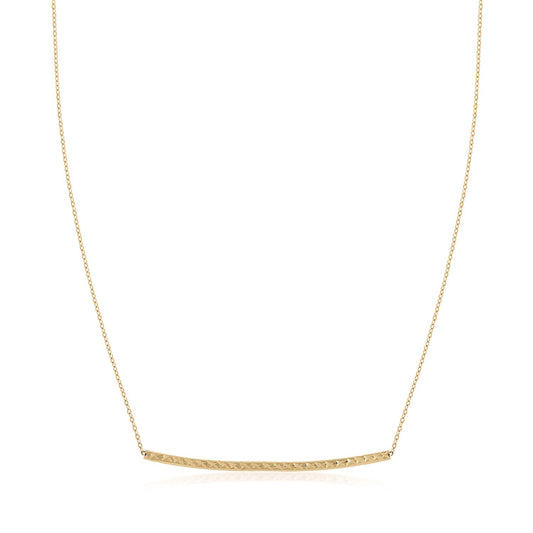 14k Yellow Gold Thin Textured Bar Necklace