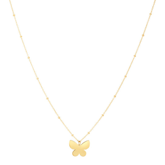 14k Yellow Gold Ppillon Butterfly Necklace