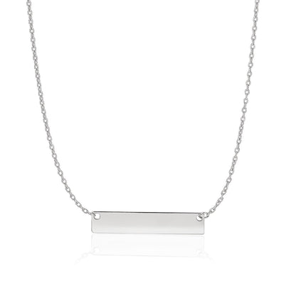 14k White Gold Smooth Flat Horizontal Bar Style Necklace