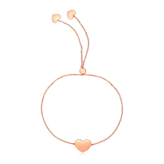 14k Rose Gold Adjustable Heart Bracelet (0.90 mm)