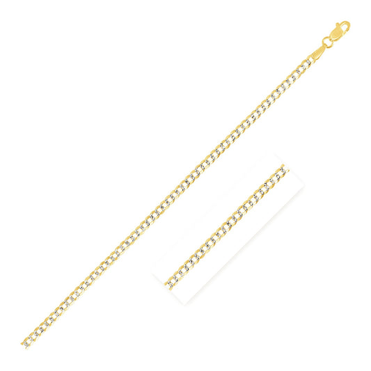14k Two Tone Gold Pave Curb Chain (2.60 mm)