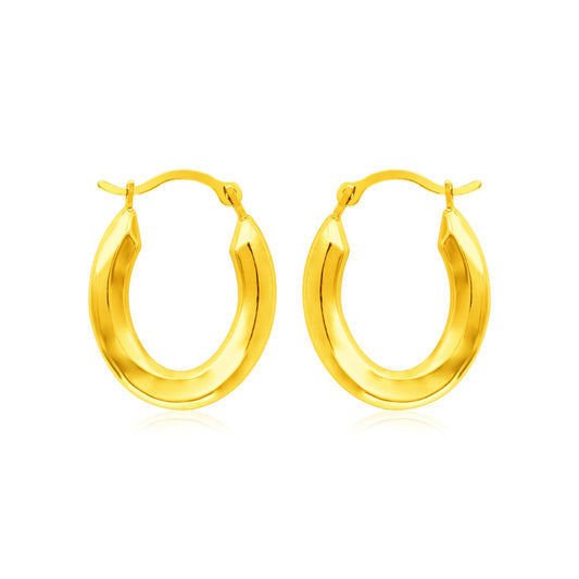 14k Yellow Gold Polished Oval Hoop Earrings