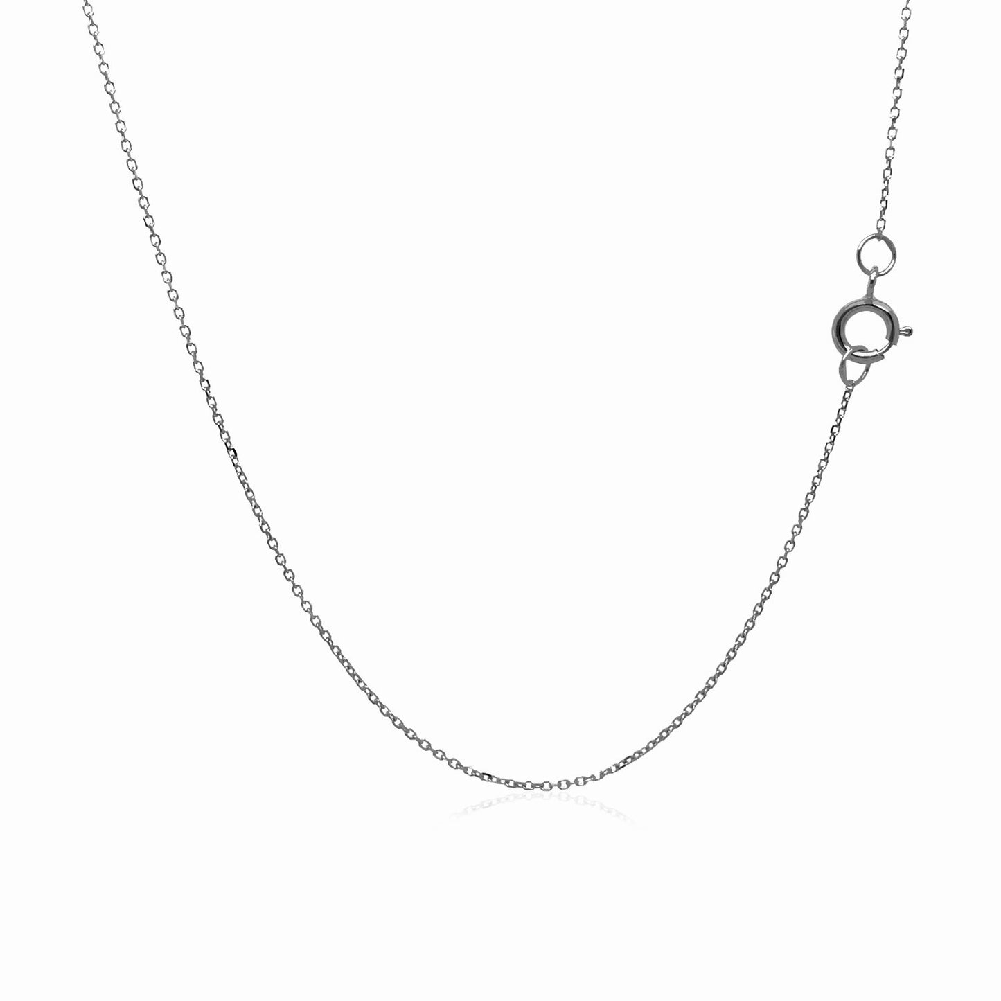 14k White Gold Diamond Cut Cable Link Chain (0.68 mm)