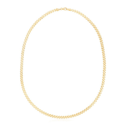 14k Yellow Gold High Polish The Textured Fancy Chain Necklace (4mm)