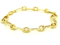 Textured Oval Link Bracelet in 14k Yellow Gold (8.60 mm)