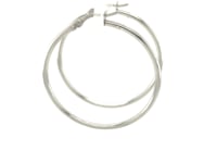 Sterling Silver Rhodium Plated Thin and Polished Hoop Style Earrings (2x35mm)