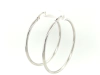 Sterling Silver Rhodium Plated Thin Large Polished Hoop Earrings (2x40mm)