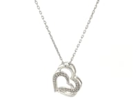 Sterling Silver Dual Heart Motif Pendant with Diamonds (.06 cttw)