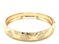 10k Yellow Gold Dual-Textured Diamond Pattern Bangle (12.00 mm)