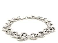 Sterling Silver Rolo Style Polished Charm Bracelet with Rhodium Plating (8.15 mm)