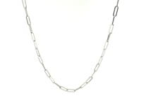 14K White Gold Delicate Paperclip Chain (2.10 mm)