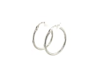 Sterling Silver Polished Thin Hoop Earrings with Rhodium Plating (2x20mm)