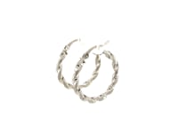 Sterling Silver Round Twisted Hoop Earrings(3x20mm)