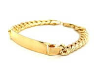 14k Yellow Gold Mens ID Cuban Chain Bracelet (8.00 mm)