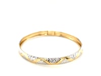 10k Two-Tone Gold Textured Zigzag Style Bangle (6.00 mm)