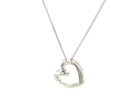 Open Heart Pendant with Diamonds in Sterling Silver