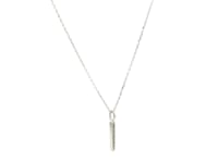 14k White Gold Bar Pendant with Diamonds