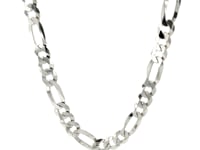 Rhodium Plated Sterling Silver Figaro Style Chain (8.10 mm)