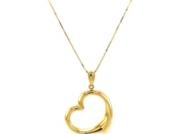 14k Yellow Gold Floating Heart Drop Pendant