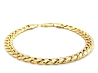 14k Yellow Gold Miami Cuban Semi Solid Bracelet (7.00 mm)