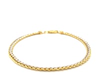 Two-Toned Fine Wheat Chain Bracelet in 10k Yellow and White Gold (3.00 mm)