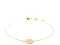 Adjustable Bracelet with Shiny Circle in 14k Yellow Gold (7.50 mm)