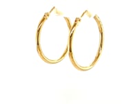 14k Yellow Gold Polished Hoop Earrings (2x25 mm)