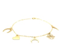 14k Yellow Gold 7 inch Bracelet with Polished Charms