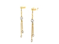 14k Two Tone Drop Earrings with Textured Beads