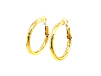 14k Yellow Gold High Polish  Hoop Earrings(2x20mm)